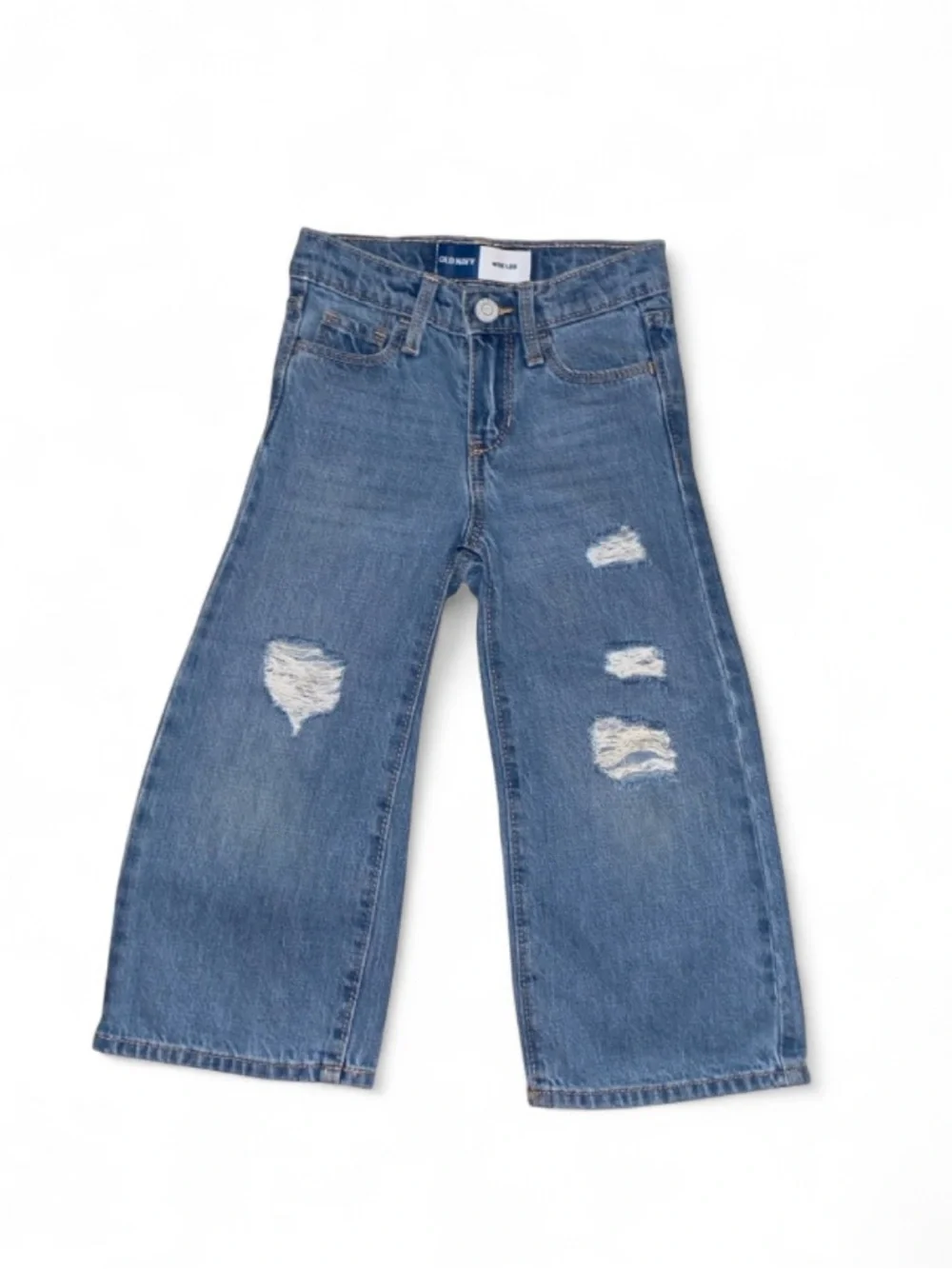 Old Navy Girls Distressed Wide-Leg Jeans - Blue